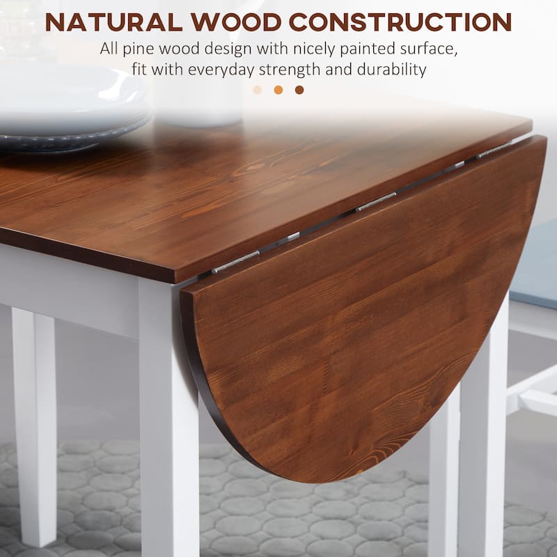 HOMCOM 55" Solid Wood Kitchen Table, Drop Leaf Tables for Small Spaces ...